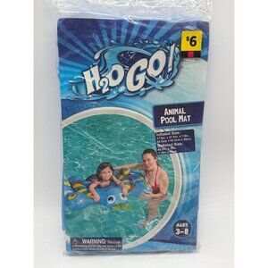 H2O Go Animal Pool Mat Inflatable Float For Kids Ages 3-8 Blue 37.6 X 37.6 X 7.9